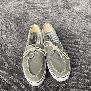 Light Grey Canvas Sperry Top Siders Shoes Size 12